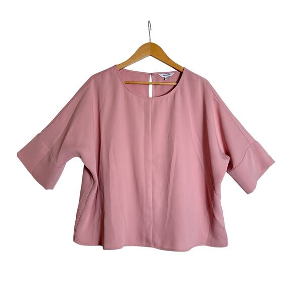 Express Women's 3/4 Sleeve Oversized Office Boxy Blouse Relaxed Fit Size L Pink - Picture 1 of 6